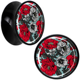 Blossom Creation Vibrant Bloom of Flowers Black Acrylic Saddle Plug Set by Onyx O