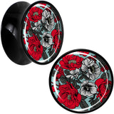 Blossom Creation Vibrant Bloom of Flowers Black Acrylic Saddle Plug Set by Onyx O