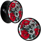 Blossom Creation Vibrant Bloom of Flowers Black Acrylic Saddle Plug Set by Onyx O