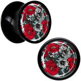 Blossom Creation Vibrant Bloom of Flowers Black Acrylic Saddle Plug Set by Onyx O