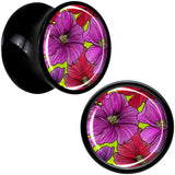 Blossom Creation Tropical Floral Flowers Black Acrylic Saddle Plug Set by Onyx O