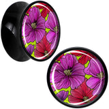 Blossom Creation Tropical Floral Flowers Black Acrylic Saddle Plug Set by Onyx O