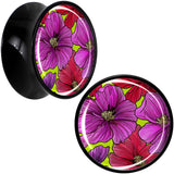 Blossom Creation Tropical Floral Flowers Black Acrylic Saddle Plug Set by Onyx O