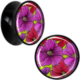 Blossom Creation Tropical Floral Flowers Black Acrylic Saddle Plug Set by Onyx O
