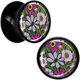Blossom Creation Paradise of Pink Flowers Black Acrylic Saddle Plug Set by Onyx O