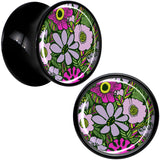 Blossom Creation Paradise of Pink Flowers Black Acrylic Saddle Plug Set by Onyx O