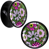 Blossom Creation Paradise of Pink Flowers Black Acrylic Saddle Plug Set by Onyx O