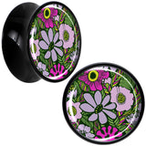 Blossom Creation Paradise of Pink Flowers Black Acrylic Saddle Plug Set by Onyx O