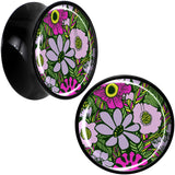 Blossom Creation Paradise of Pink Flowers Black Acrylic Saddle Plug Set by Onyx O