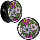 Blossom Creation Paradise of Pink Flowers Black Acrylic Saddle Plug Set by Onyx O