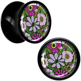 Blossom Creation Paradise of Pink Flowers Black Acrylic Saddle Plug Set by Onyx O