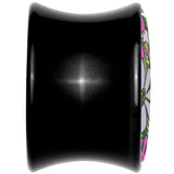 Blossom Creation Paradise of Pink Flowers Black Acrylic Saddle Plug Set by Onyx O
