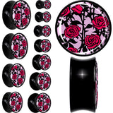 Blossom Creation Floral Love of Roses Black Acrylic Saddle Plug Set by Onyx O