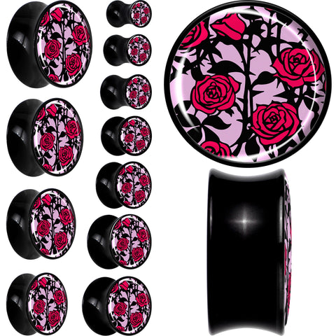 Blossom Creation Floral Love of Roses Black Acrylic Saddle Plug Set by Onyx O