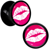 Black Acrylic Red Hot Lips Double Flare Plug Set by Onyx O
