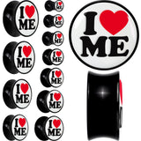 Black Acrylic I Love Me Double Flare Plug Set by Onyx O