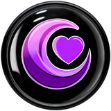 0G Crescent Moon Heart Black Acrylic Saddle Plug Set by Onyx O