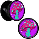 Black Acrylic Funky Floral Mushroom Double Flare Plug Set by Onyx O