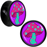 Black Acrylic Funky Floral Mushroom Double Flare Plug Set by Onyx O