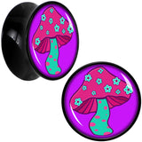 Black Acrylic Funky Floral Mushroom Double Flare Plug Set by Onyx O