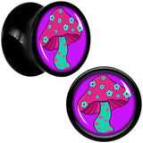 Black Acrylic Funky Floral Mushroom Double Flare Plug Set by Onyx O