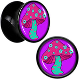 Black Acrylic Funky Floral Mushroom Double Flare Plug Set by Onyx O