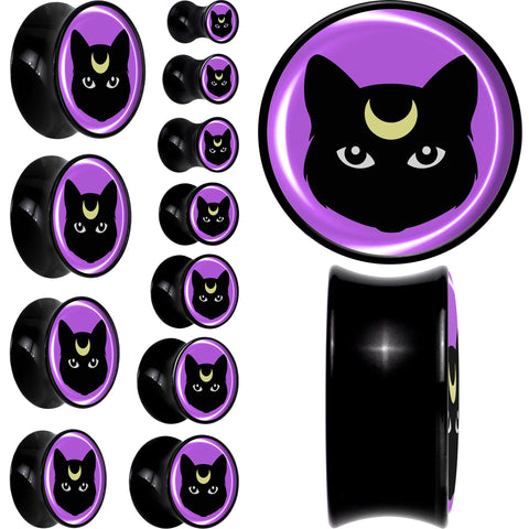Black Mystic Kitty Cat Black Acrylic Saddle Plug Set by Onyx O