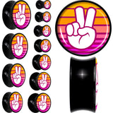 Black Acrylic Retro Peace Fingers Double Flare Plug Set by Onyx O