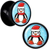 Black Acrylic Snowfall Holiday Penguin Double Flare Plug Set by Onyx O