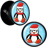 Black Acrylic Snowfall Holiday Penguin Double Flare Plug Set by Onyx O