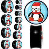 Black Acrylic Snowfall Holiday Penguin Double Flare Plug Set by Onyx O