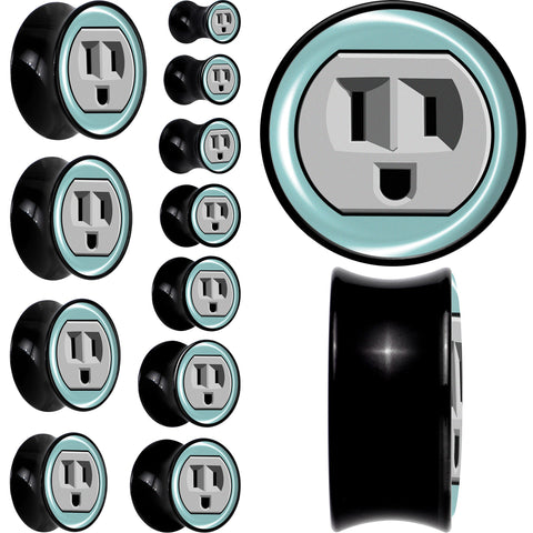 0G Smiling Plug Outlet Black Acrylic Saddle Plug Set by Onyx O