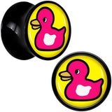Black Acrylic Pink Ducky Double Flare Plug Set by Onyx O