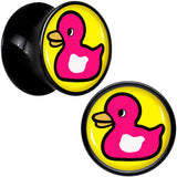 Black Acrylic Pink Ducky Double Flare Plug Set by Onyx O