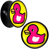 Black Acrylic Pink Ducky Double Flare Plug Set by Onyx O