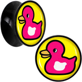 Black Acrylic Pink Ducky Double Flare Plug Set by Onyx O