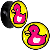 Black Acrylic Pink Ducky Double Flare Plug Set by Onyx O