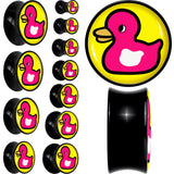 Black Acrylic Pink Ducky Double Flare Plug Set by Onyx O