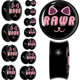 0G RAWR Kitty Cat Black Acrylic Saddle Plug Set by Onyx O