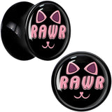 0G RAWR Kitty Cat Black Acrylic Saddle Plug Set by Onyx O