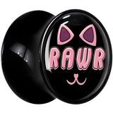 0G RAWR Kitty Cat Black Acrylic Saddle Plug Set by Onyx O