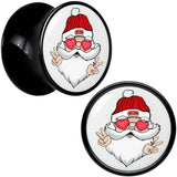 Black Acrylic Christmas Peace Love Santa Double Flare Plug Set by Onyx O