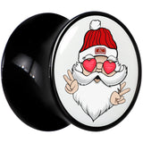 Black Acrylic Christmas Peace Love Santa Double Flare Plug Set by Onyx O
