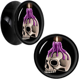 Black Acrylic Burning Skull Candle Double Flare Plug Set by Onyx O