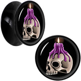 Black Acrylic Burning Skull Candle Double Flare Plug Set by Onyx O