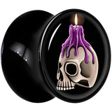 Black Acrylic Burning Skull Candle Double Flare Plug Set by Onyx O