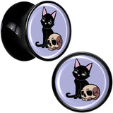 0G Skull Cat Black Acrylic Saddle Plug Set by Onyx O