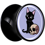0G Skull Cat Black Acrylic Saddle Plug Set by Onyx O