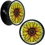 Blossom Creation Yellow Sunflower Black Acrylic Saddle Plug Set by Onyx O