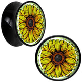 Blossom Creation Yellow Sunflower Black Acrylic Saddle Plug Set by Onyx O